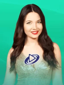 Dealer ao vivo da plataforma com fundo verde